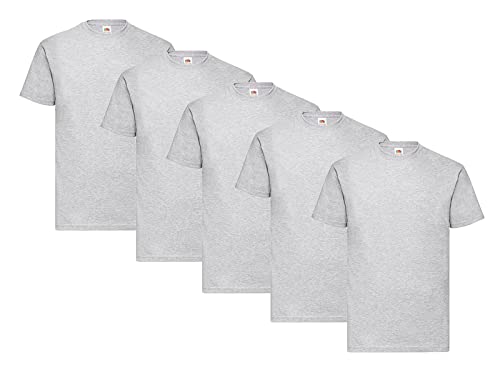 Fruit of the Loom Men's T-Shirt, 5 x Grey + 1 Purchase Block, 3XL