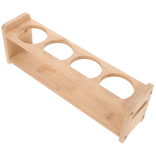 Veemoon Estante para Especias de Bambú y Madera Redondo Pequeño 4 Orificios de 66 CM Soporte para Botellas de Aceite y Condimentos Organizador Compacto para Almacenamiento en Cocina