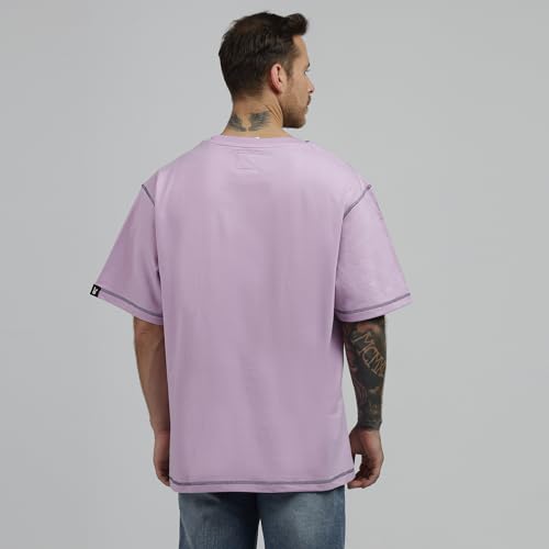 Image of BE SAVAGE 240 GSM Ultra Premium Heavyweight Oversized T Shirt for Men with Embroidered Savage in Front Drop Shoulder T Shirts for Men Embroidery T Shirt