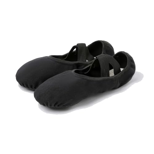 MSMAX Dance Flats Performa Stretch Black Ballet Slipper for Girls 13.5 M US Little Kid