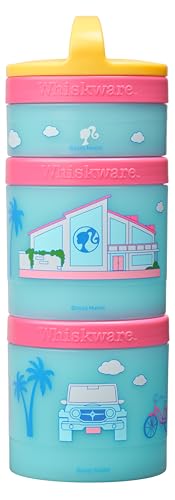 California Barbie (Dreamhouse) Whiskware Stackable Snack Pack - 3 Jar + Handle - Yellow/Pink/Blue