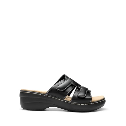 Image of DREAM PAIRS Women Arch Support Slide Sandals Adjustable Straps Slip On Wedge Sandals Casual Comfort Lightweight Flat Slides