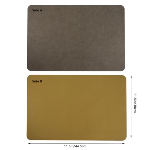 Sets de table en similicuir double face élégants marron et jaune - 3