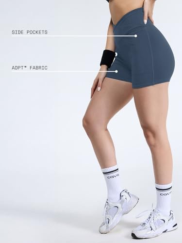 Image of CAVA Hourglass Workout Shorts - High Waist Sculpting Gym Shorts with V-Waist, Booty Lift Seam, Anti-Camel Toe Gusset & Side Pockets