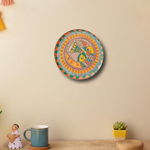 RITUALISTIC Madhubani Wall Plate for home decor | metal wall decor items for living room | diwali gifts for family & family | home decor and house warming gift items | wall art & showpiece| Set of 5