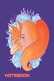  Notebook: Beautiful woman portrait with fox and flowers: 100-page blank notebook, 6x9. A notebook for drawing sketches and notes.