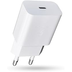 Cargador Original Samsung Galaxy A50 Cargador USB C 15W, Cargador Rápido Tipo C Enchufe Adaptador de Corriente de Móvil para Samsung Galaxy S21 S20 S10 S9 S8 Plus S10e A51 A50 A34 A33 A20e A14 A13, iPhone 12/13/14/15/11 Pro iPad/Air