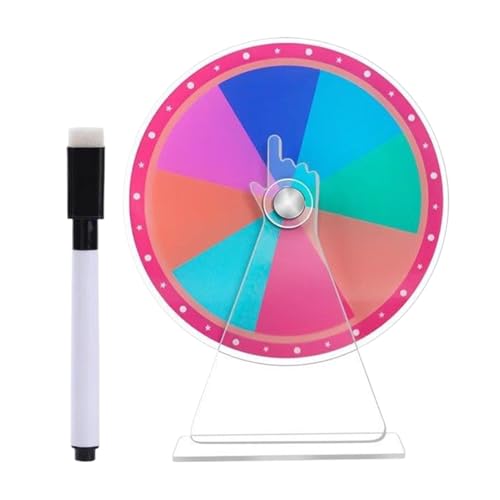 Rueda Giratoria Para Premios | Rueda De La Suerte Para Sorteos Y Juegos | Ruleta Acrílica De Sobremesa Con Rotulador Borrable Para Sorteos, Colores Arcoíris, Para Ferias, Eventos Y Actividades Escola