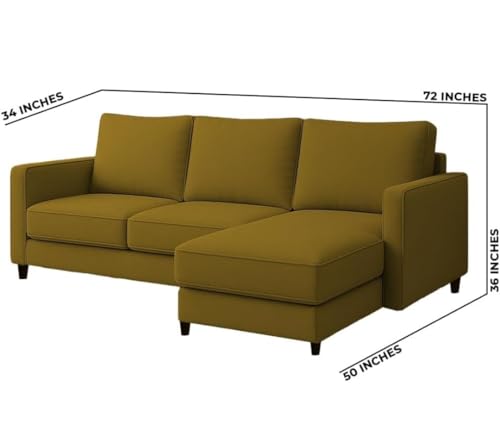 Image of The MM Furniture store Premium Fabric Sofa - Dirty Gold (4 Seater - RHS)