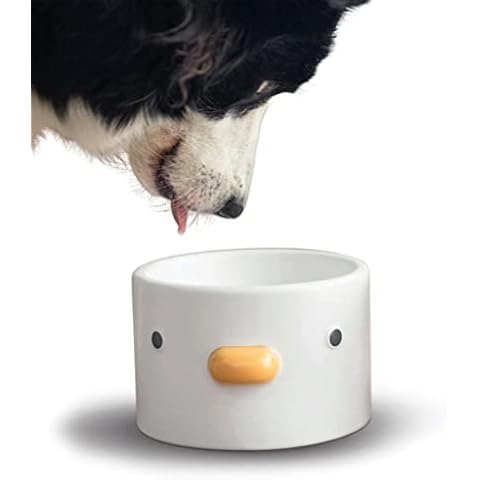 PURROOM Cat Bowl, Non-spilled & Non-slip Food Water Bowl, Cute Chick Shape, Made of High-end Ceramic, 1KG Solid Weight is not Easy to Push, Suitable for Small Dogs & All Types of Cats Cover