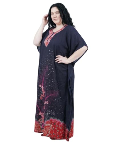 Image of Oussum Women Polyester Casual Long Plus Size Beach Caftan Cover Up Maxi Dress 1X-3X Summer Kaftan Dresses for Women