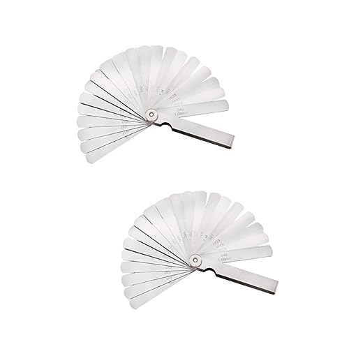 PRETYZOOM 2pcs Stainless Steel 32 Blades Feeler Gauge Mil Thickness Gauge Precision Measuring Gap Tool Ruler