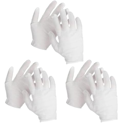 DSLSQD Cotton Gloves, 3 Pairs White Cotton Gloves for Dry Hands Moisturizing Eczema, Washable Cotton Gloves for Men and Women Guard Parade Jewellery Film Photo Coin Inspection Hand Spa (Medium) Cover