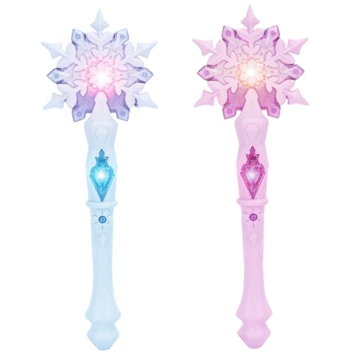 Baguette de princesse lumineuse LED lot de 2 flacons de neige bleus magiques pour enfant