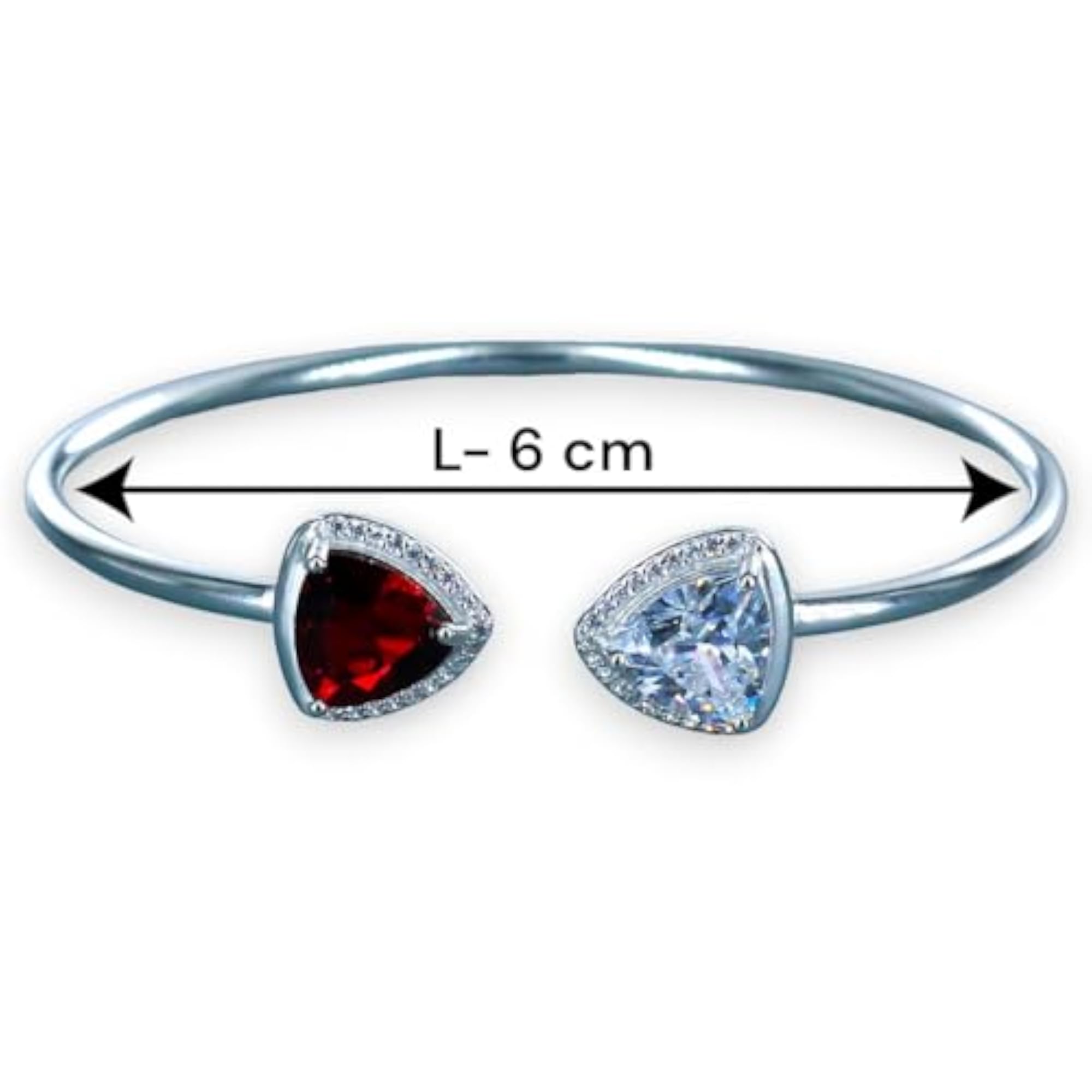 Women's 925 Sterling Silver Triangle Red CZ Bangle