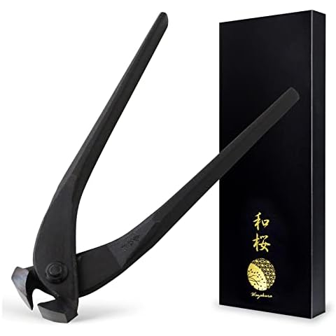 Wazakura Hand Forged End-Cutting Pliers Nippers MADE IN JAPAN 8.25inch(210mm), Kuikiri Japanese Carpentry Tools - Kuikiri Black Cover