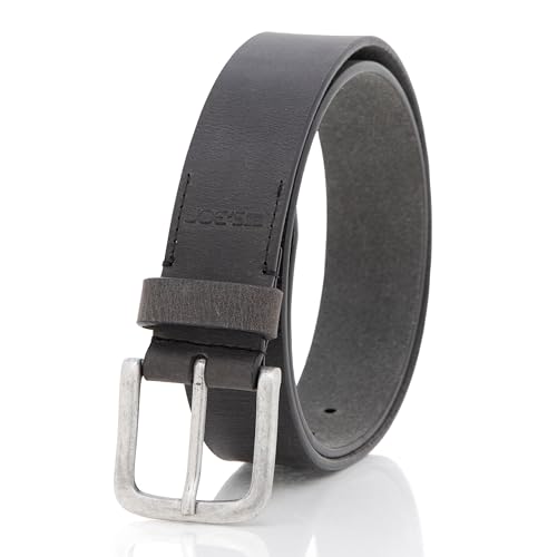 Joe's Jean Mens 38mm Full Grain Genuine Leather Belt, Vintage Style Antique Silver Buckle