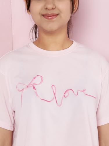 Image of Li'l Tomatoes Girls Crop T-Shirt | 100% Cotton | Graphic Printed Summer Top | Soft & Breathable Casual Wear | 7-16 Years
