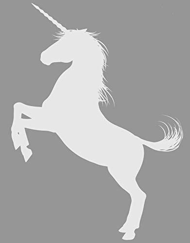Stickerbrand Unicornio pegatina de pared diseño de la silueta de la fantasía para la decoración del dormitorio de la niña 45u00ba con alto ancho X 33in Blanco (frente a la izquierda)