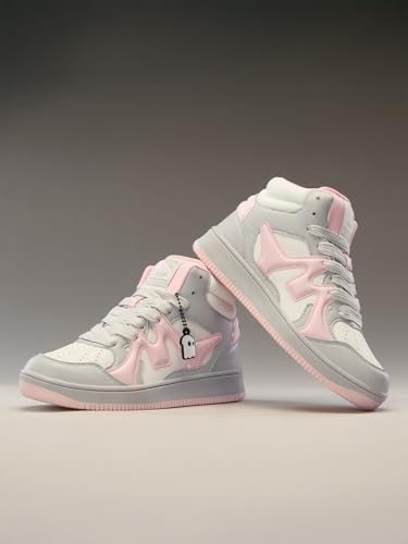Image of The Souled Store UBZ Ascend: Women and Girls High Top Sneakers | Colourblocked Trainer with Durable PU Upper, Thick Rubber Sole & Padded Collar