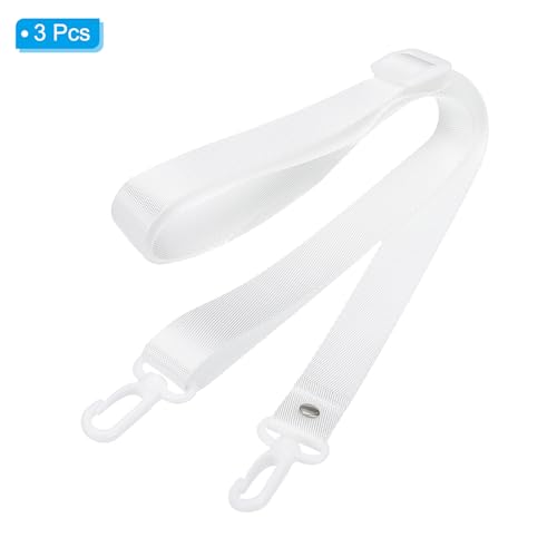 Image of PATIKIL 125cm x 2cm Replacement Shoulder Strap, 3 Pack Adjustable Swivel Clips Hook Buckle Slide Crossbody Bag Belt for Water Bottle Carrier Sling Bag, White