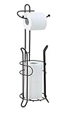 SunnyPoint Bathroom Toilet Tissue Paper Roll Storage Holder Stand with Reserve, The Reserve Area Has Enough Space to Store Mega Rolls; Coating Bronze