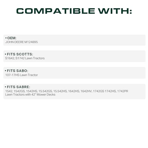 Image of UDC Parts M124895 Deck Belt Replacement for John Deere Scotts S1642 S1742 Sabre 1542 1542GS 1542HS 1642HS 1642HV 1742GS 1742HS 1742PR Sabo 107-17HS 42 Inch /Aramid Cord / 115.4 inches