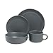 10 Strawberry Street Wazee Matte Coupe Dinnerware Set, 16 pc, Charcoal Gray