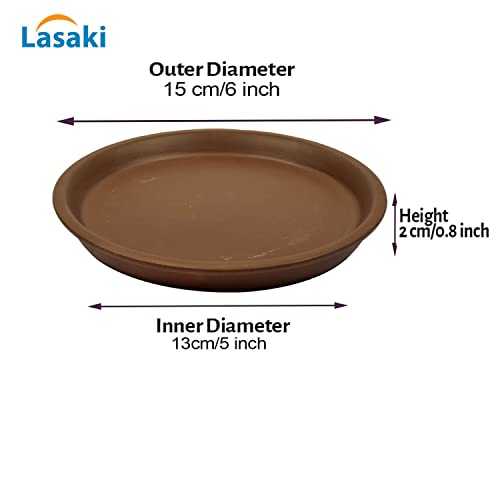 Image of Lasaki Round Truffle Ceramic Bottom Tray /Plate for Planter (5-inch, Set of 2) | Dripping Tray for Pots & Succulents | Indoor & Outdoor Planters Home Garden Decor | Plants Not Included