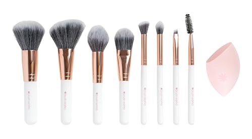 Brushworks Exclusive Makeup Brush & Sponge Set, 8-Piece Travel-Size Brush Kit with Complexion Sponge - Image 2