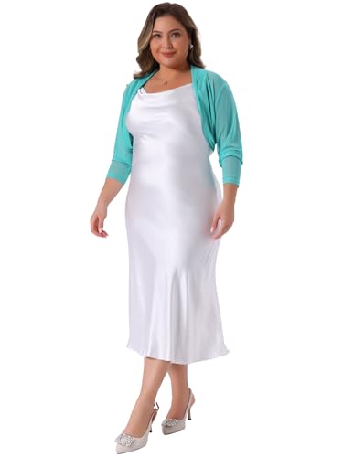 Image of Agnes Orinda Plus Size Mesh Crop Cardigans for Women Long Sleeve Open Front See Through Sheer Bolero Shrug Top