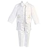 iGilrDress Baby/Toddler/Boys White Baptism Christening Mandarin Collar Tail 5 pcs Tuxedo with Cross Embroidery
