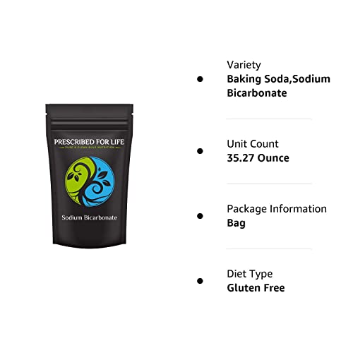 Prescribed For Life Sodium Bicarbonate Powder | Organic Aluminum Free Baking Soda | Bicarbonato De Sodio Organico Sin Alumino | Usp Grade - Higher Quality & Purity Than Food Grade (1 Kg) #TOP7