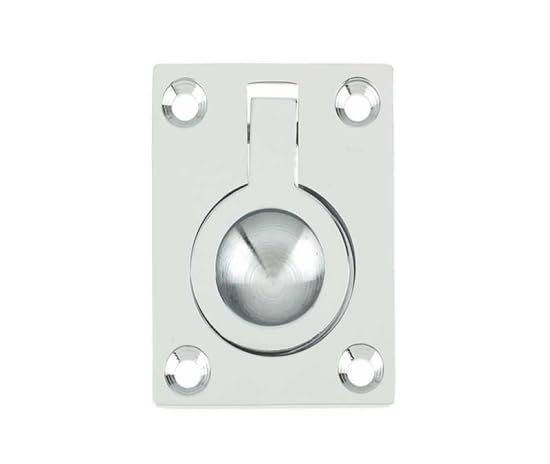 KOOPLES HARDWARE 50x63mm Flush Ring Pull – Recessed Ring Handle for Trapdoors, Cabinets & Floor Hatches – Solid Brass or Stainless Steel Fold-Flat Pull for Joinery & Access Panels (Polished Chrome)