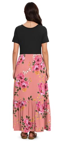 Image of VIISHOW Women's Short Sleeve Maxi Dress 2026 Summer V Neck Knit Loose Plain Empire Waist Casual Dresses with Pockets