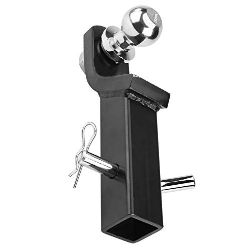 lyrlody Trailer Couplings, 2inch/50mm Ball Mount Trailer Receiver Hitch Universal Tongue Trailer Ball Mount Hitch Receiver for Towing Towbar Caravan Truck RC Crawler Car Black and Sliver