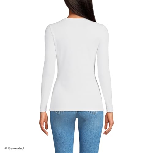 Image of Lands' End Women's Cotton Rib Knit T-Shirt