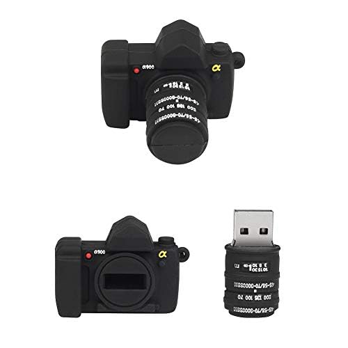 Image of BorlterClamp 32GB USB Flash Drive Novelty Camera Shaped Memory Stick Cute Thumb Drives, Black