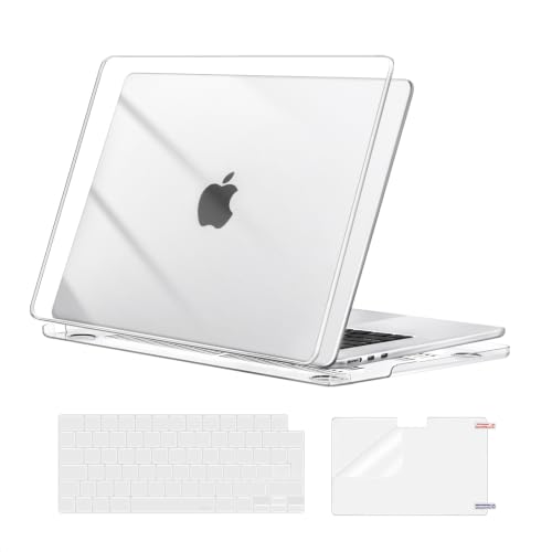 MOSISO Kompatibel mit MacBook Air 15 Zoll Hülle M5 M4 M3 M2 2026 2025-2023 - Ultradünne Seidige Haut Hartschale&Tastaturschutz&Displayschutz A3448 A3241 A3114 A2941 Transparent