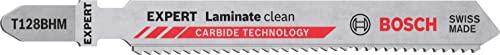 Bosch Accessories Professional 3x Lames de scie sauteuse Expert ‘Laminate Clean’ T 128 BHM (pour Vinyle stratifié solide, PVC, HPL, Longueur 92 mm,...