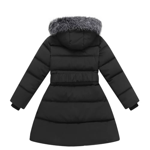 Winter Puffer Jacket for Girl Dress Coat with Faux Fur Hood Fleece Parka Clothes2