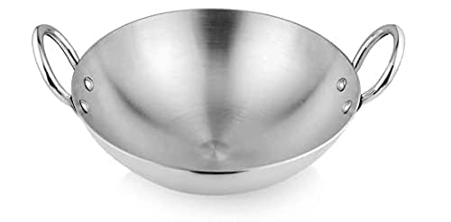 ABIMANYU A TRADITION OF FINE QUALITY 10 Inch Aluminium Kadhai | 2.5 Litre, (Size : 26 cm) Kadai with Handle for Kitchen, Silver - 1KG Weight