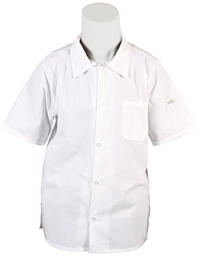 Image of Mercer Culinary M60200WH8X Millennia Men's Cook Shirt with Wicking Mesh Back, 8X-Large, White