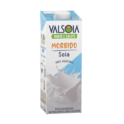 Valsoia - Bevanda Soia Gusto Morbido, Formato Tetra Brik da 1000 ml, Senza Lattosio e Glutine, Fonte...