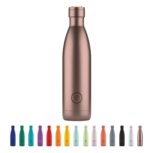 Cool Bottles - Botella de Agua de Acero Inoxidable - 750ml - Metallic Rose - 26,5 x 7 cm - Botella Térmica Hermética - Bebidas Frías 36 H y Calientes 18 H - Triple-Cool Technology - Libre de BPA