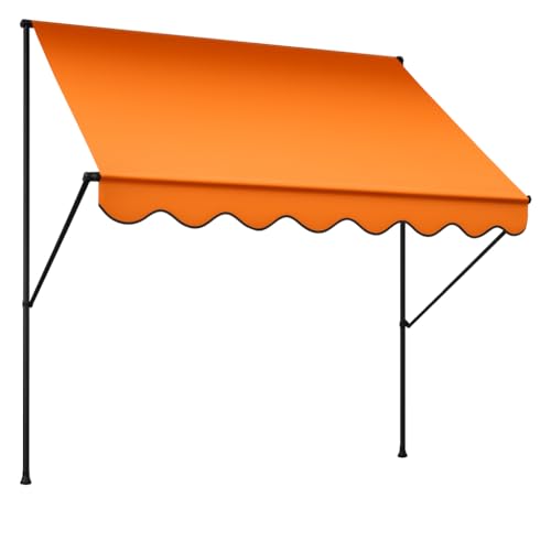 Angerer Klemmmarkise Exklusiv mit Handkurbel, Terrasse/Balkon, einfache Montage ohne Bohren, Made in Germany, hochwertiger Stoff, UV-beständig, höhenverstellbar, wasserabweisend, 300 cm Orange