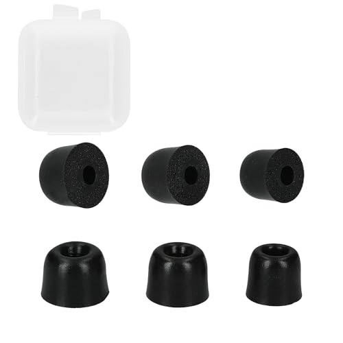 kwmobile 6 Memory Foam Ear Tips for In Ear Headphones - Replacement 4mm-5.5mm Earphone Earbuds - Inner Eartips S/M/L Set - Black