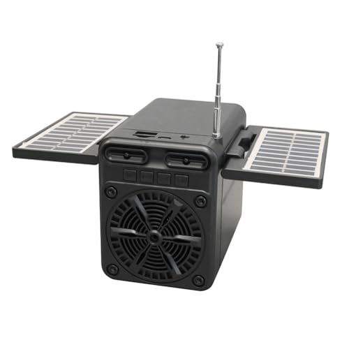 Nxyupv Radio FM con Carga Solar de Emergencia, Altavoz Bluetooth Multifuncional, Reproducción de Tarjeta TF y Disco U con Batería 18650