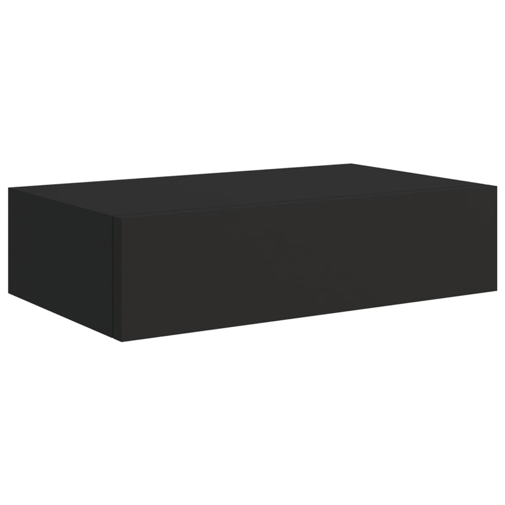 vidaXL Wall-mounted Drawer Shelf Home Decor Living Room Furniture Wall Cabinet Shelf Floating Cabinet Shelving Ledges Unit MDF Black — image 1