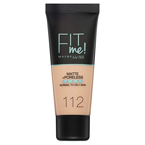Maybelline New York Fond de teint Fluide Fit Me Matte & Poreless - 112 Beige Tendre, Lot de 3 (3 x 30ml)
